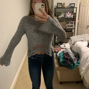 Blue/ white cropped sweater